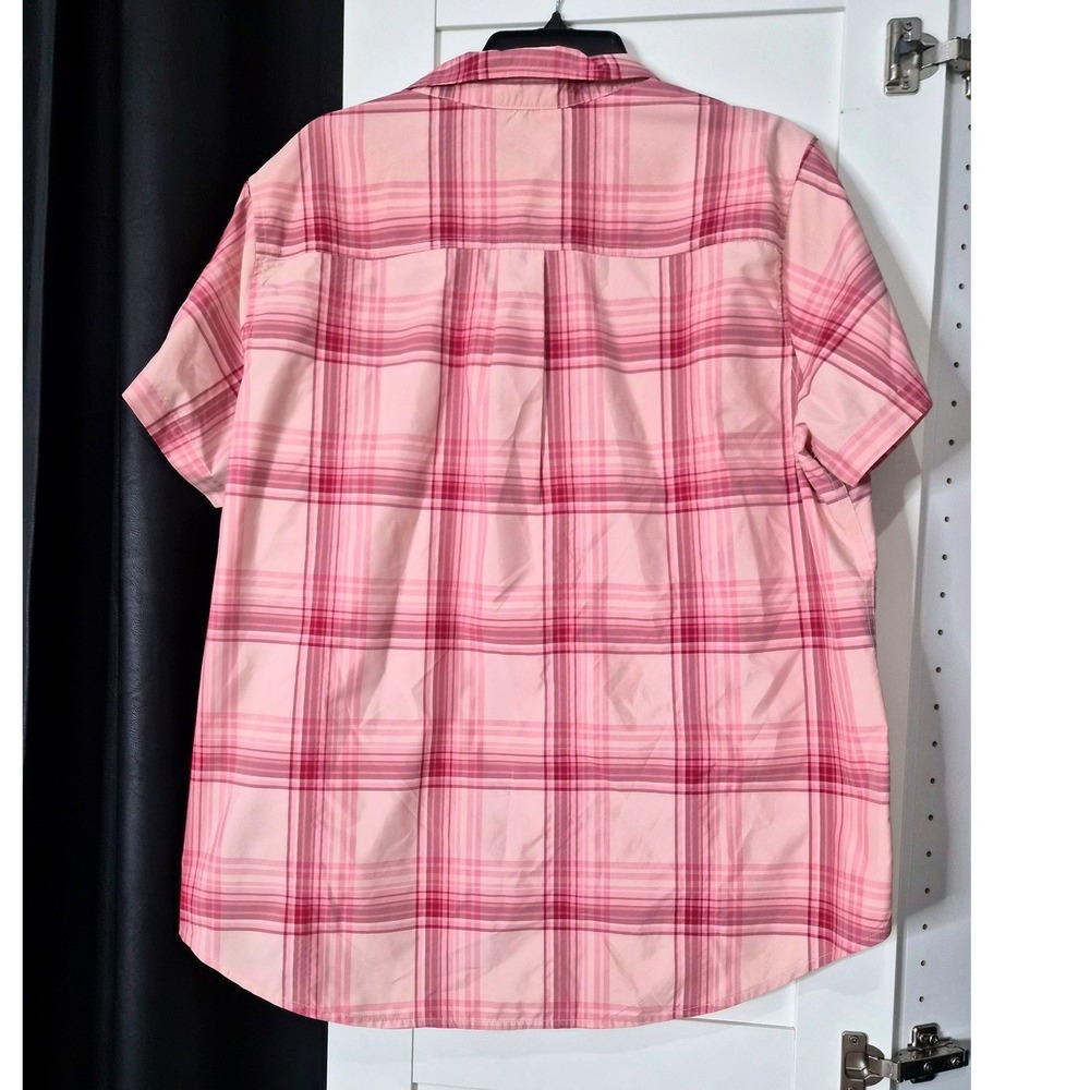 Eddie Bauer XXL Pink Plaid Short Sleeve Hiking Button Up Shirt Breathable - Picture 3 of 7